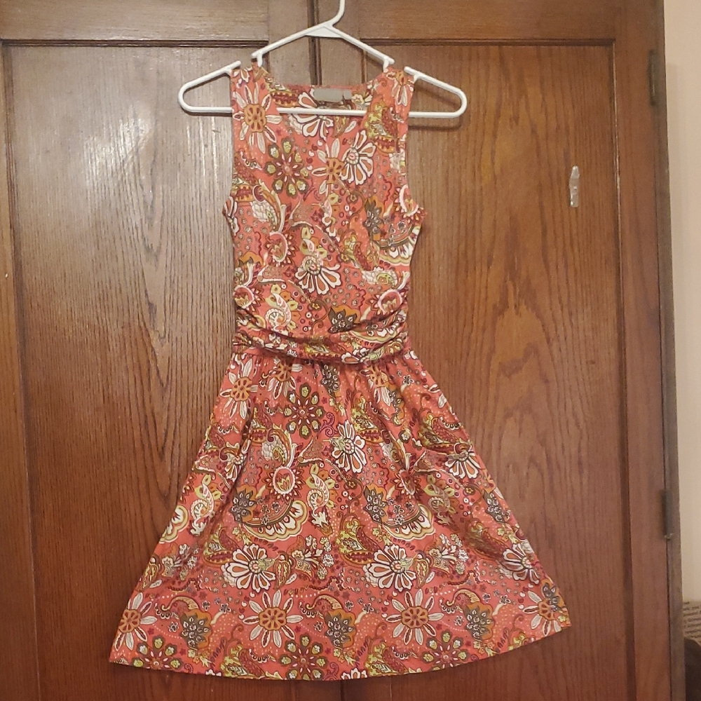 ATHLETA XXS Floral Coral Sleeveless Dress